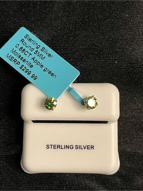 5MM Apple Green Moissanite Stud Earrings in Sterling Silver